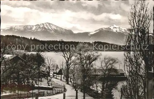 Chieming Chiemsee Uferstrasse Blick zum Hochfelln und Hochgern Chiemgauer Alpen / Chieming /Traunstein LKR