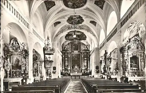 Gars Inn Pfarr  und Klosterkirche Inneres Altar Kanzel Fresken Kat. Gars a.Inn