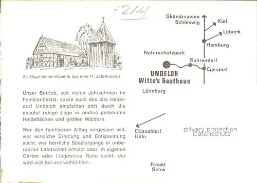 Undeloh Wittes Gasthaus im Naturschutzpark Lueneburger Heide St. Magdalenen Kapelle 11. Jahrhundert Kat. Undeloh