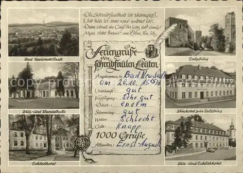 Bad Neustadt Kur und Wandelhalle Schlosshotel Kurhotel Salzburg Siegel Feder Tintenfass Kat. Bad Neustadt a.d.Saale