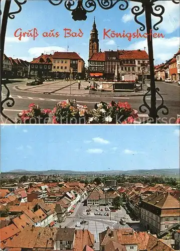 Bad Koenigshofen Marktplatz Kirche Blick ueber die Stadt Kat. Bad Koenigshofen i. Grabf.