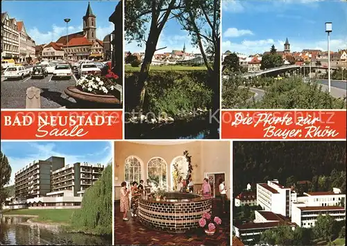 Bad Neustadt Marktplatz mit Pfarrkirche Kurklinik Teich Die Pforte zur Bayerischen Rhoen Kat. Bad Neustadt a.d.Saale