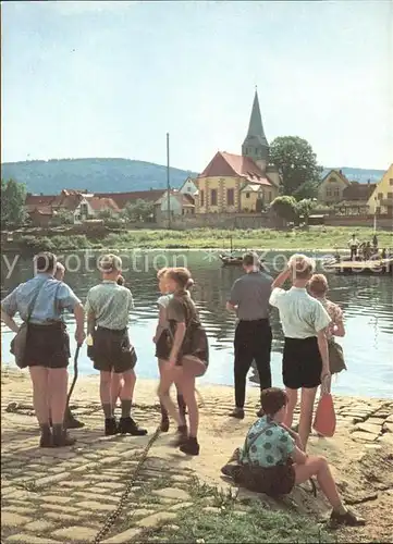 Kleinheubach Partie am Main Kirche Jahrweiser Deutsches Wandern 1968 Kat. Kleinheubach