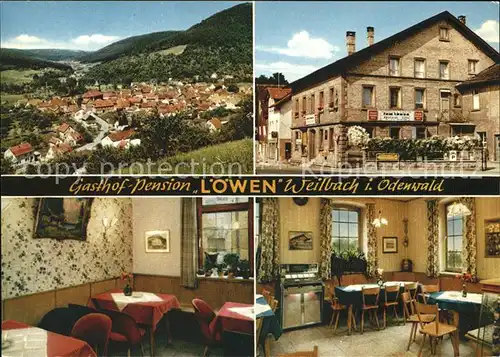 Weilbach Unterfranken im Odenwald Gesamtansicht Gasthof Pension Cafe Zum Loewen Klappkarte Kat. Weilbach