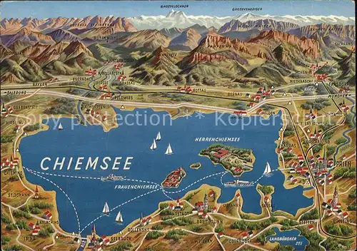 Chieming Chiemsee und Umgebung Alpenpanorama aus Vogelperspektive / Chieming /Traunstein LKR