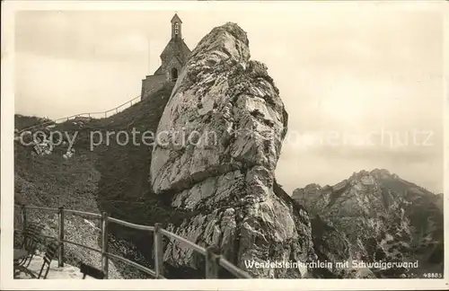 Bayrischzell Wendelsteinkirchlein mit Schwaigerwand Mangfallgebirge Kat. Bayrischzell