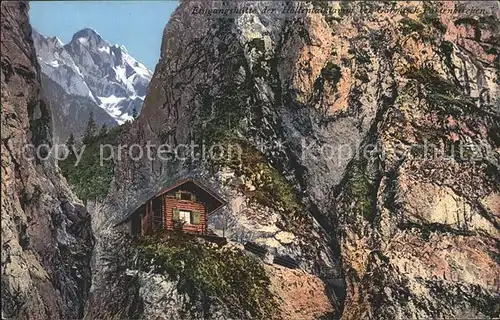 Garmisch Partenkirchen Eingangshuette der Hoellentalklamm Berghuette Wettersteingebirge Kat. Garmisch Partenkirchen