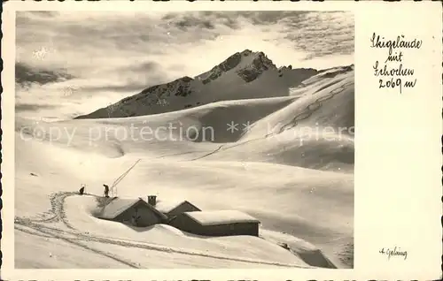 Tannheim Tirol Skigelaende mit Schochen Berghuette Wintersportplatz Allgaeuer Alpen Kat. Tannheim