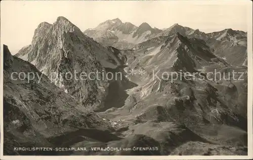 Kirchlispitzen Verajoechli vom oefenpass Raetikon Alpenpanorama Kat. Kirchlispitzen