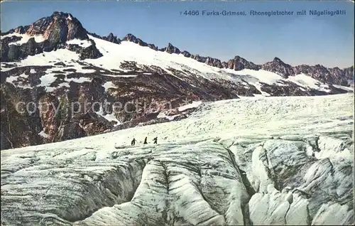 Furka Grimsel Rhonegletscher mit Naegelisgraetli Gletscherspalte Kat. Furka