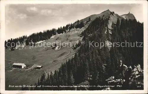 Gruentenhaus Blick von der Stuhlwand Hochwartspitze Jaegerdenkmal Allgaeuer Alpen Kat. Burgberg i.Allgaeu