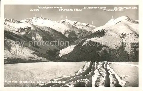 Plattenkogel Blick gegen Salzachtal Kitzbueheler Alpen Schneespuren Kat. Krimml