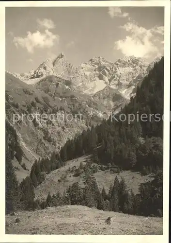 Einoedsbach Blick zur Maedelegabelgruppe Allgaeuer Alpen Kat. Oberstdorf