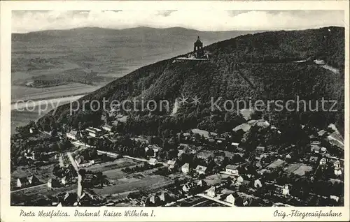 Porta Westfalica Denkmal Kaiser Wilhelm Fliegeraufnahme Kat. Porta Westfalica