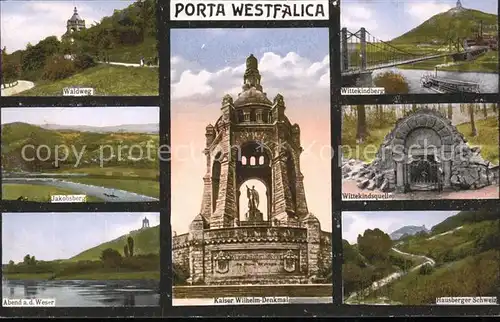 Porta Westfalica Kaiser Wilhelm Denkmal Weser Jacobsberg  Kat. Porta Westfalica