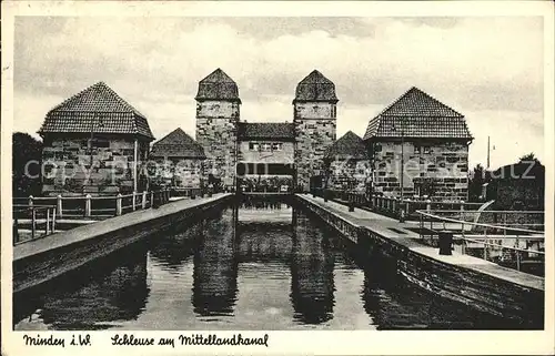 Minden Westfalen Schleuse Mittellandkanal Kat. Minden