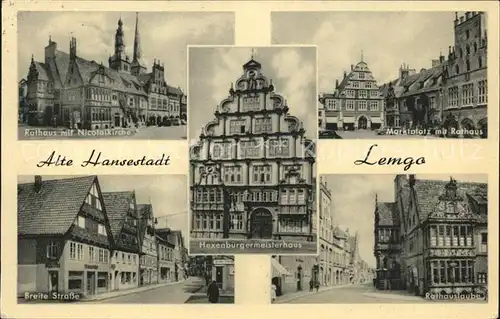 Lemgo Marktplatz Rathaus Nicolaikirche Hexenbuergermeisterhaus Kat. Lemgo