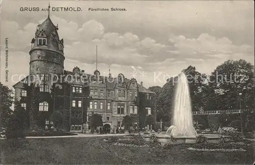 Detmold Fuersterliches Schloss Springbrunnen Kat. Detmold