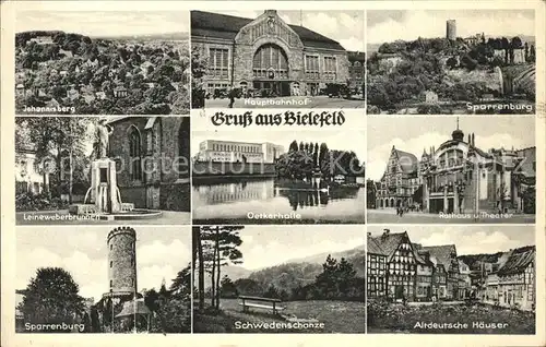 Bielefeld Sparrenburg Rathaus Schwedenschanze Johannisberg Bahnhof Kat. Bielefeld