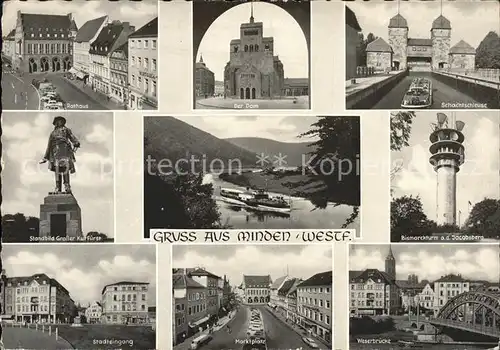 Minden Westfalen Bismarckturm Weserbruecke Marktplatz Stadteingang Kat. Minden