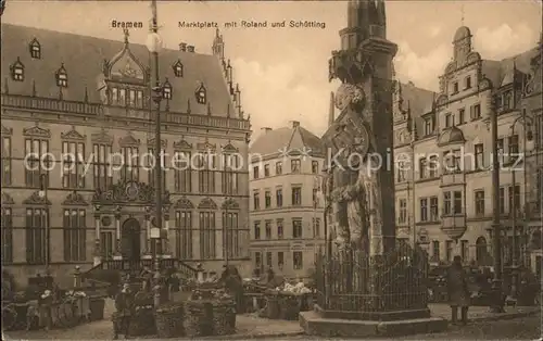 Bremen Marktplatz mit Roland und Schuetting Kat. Bremen