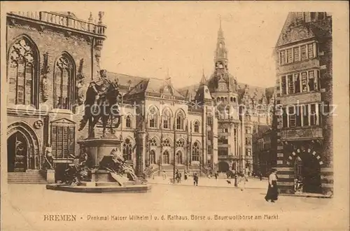 Bremen Denkmal Kaiser Wilhelm Rathaus Boerse Baumwollboerse Kat. Bremen