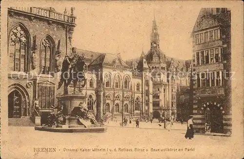 Bremen Denkmal Kaiser Wilhelm Rathaus Boerse Baumwollboerse Kat. Bremen