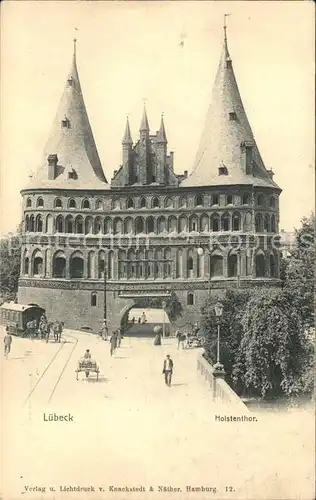 Luebeck Holstentor Pferdewagen Kat. Luebeck