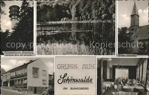 Schoenwalde Bungsberg Fernmeldeturm Kalksee Kirche Cafe Feldt Gastraum Kat. Schoenwalde am Bungsberg