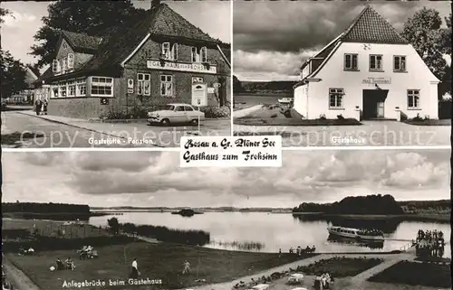 Bosau Gaststaette Zum Frohsinn Gaestehaus Seefrieden Anlegebruecke am Ploener See Kat. Bosau