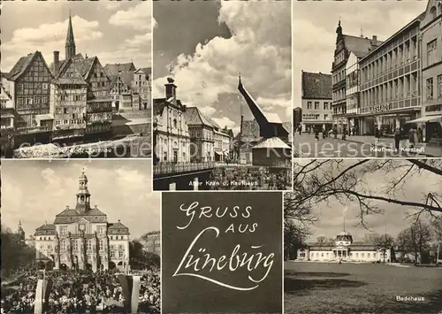 Lueneburg Badehaus u.Rathaus mit Markt Kat. Lueneburg