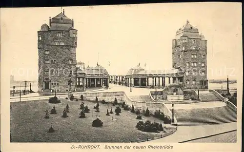 Duisburg Ruhr Brunnen mit Rheinbruecke / Duisburg /Duisburg Stadtkreis