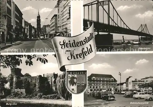 Krefeld Rheinbruecke Bahnhofsplatz Burg Linn Rheinstrasse Kat. Krefeld