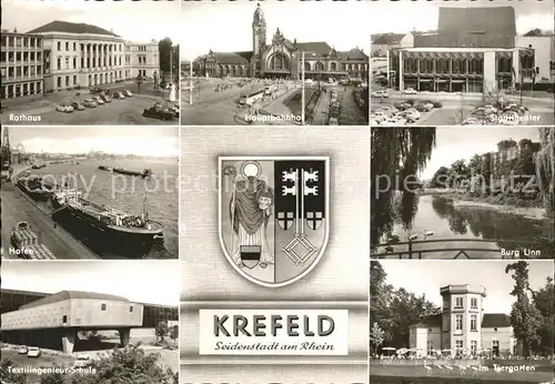 Krefeld Textilingenieur Schule Hafen Rathaus Hauptbahnhof Stadttheather Burg Linn Kat. Krefeld