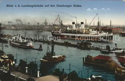 Hamburg Hafenpartie mit div.Schiffen u.Dampfer Kat. Hamburg