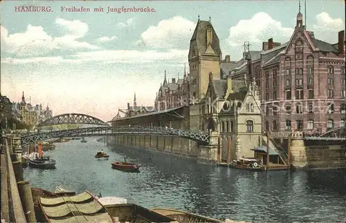 Hamburg Freihafen mit Jungfernbruecke Kat. Hamburg