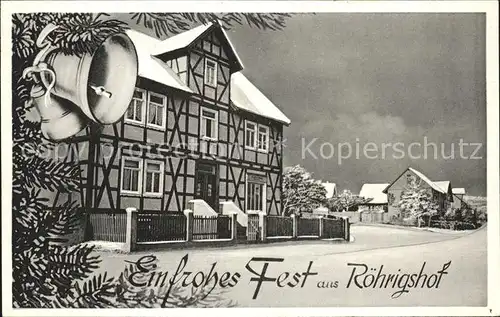 Roehrigshof Hersfeld Frohes Fest Glocken Winter Kat. Philippsthal (Werra)