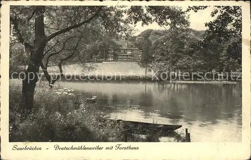 Saarbruecken Deutschmuehlenweiher mit Forsthaus Kat. Saarbruecken