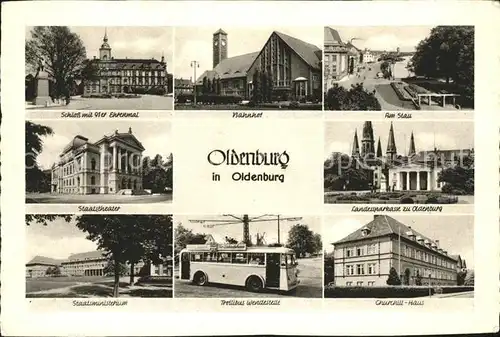 Oldenburg Niedersachsen Schloss mit 91er Ehrenmal Bahnhof Staatstheater Landessparkasse Omnibus Churchill Haus / Oldenburg (Oldenburg) /Oldenburg  Stadtkreis