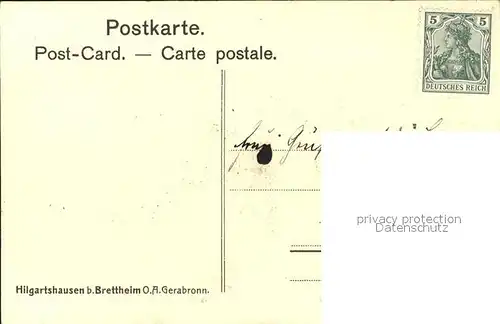 Hilgartshausen Partie an der Kirche Kuenstlerkarte Kat. Rot am See