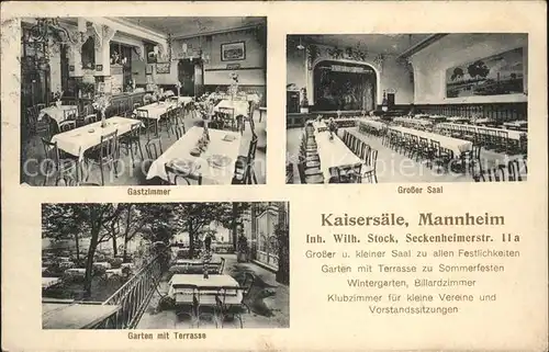 Mannheim Kaisersaele Gastzimmer Grosser Saal Gartenterrasse Kat. Mannheim