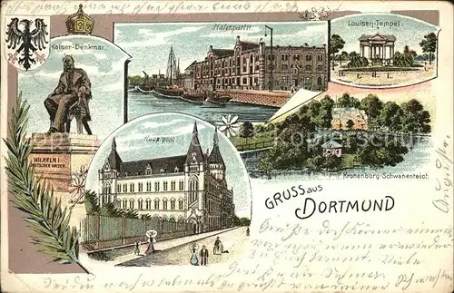 Dortmund Louisen Temple Hafen Kaiser Denkmal Hauptpost Kat. Dortmund