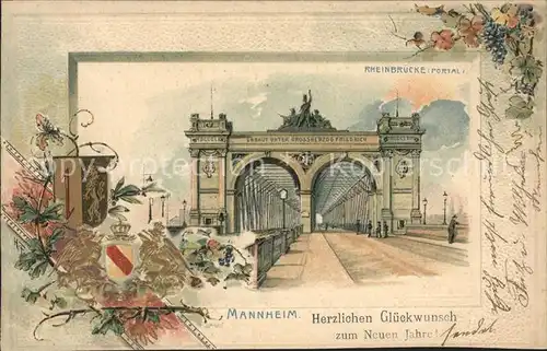 Mannheim Rheinbruecke Neujahrskarte Kat. Mannheim