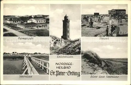 St Peter-Ording Promendade Leuchtturm Strand Seebruecke Duene uns Seebruecke / Sankt Peter-Ording /Nordfriesland LKR