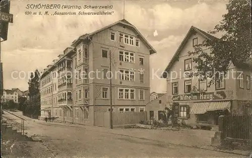 Schoemberg Schwarzwald Sanatorium Schwarzwaldheim u.Metzgerei Wilhelm Haug Kat. Schoemberg