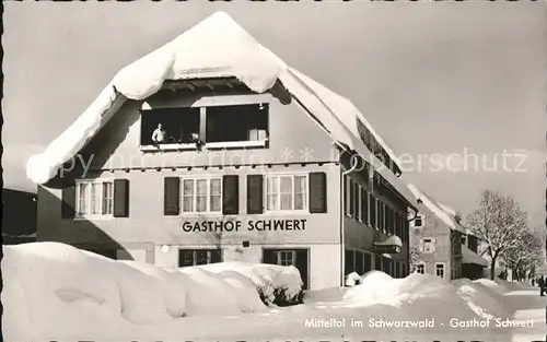 Mitteltal Schwarzwald Gasthof Schwert im Winter Kat. Baiersbronn