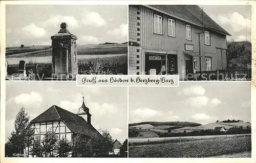 Hoerden Harz Ehrenmal Kirche u.Partie am Konsum Kat. Hoerden am Harz