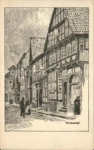 Hameln Altenmarktstrasse nach einer Zeichnung von Prof.Otto Ubbelohde Kat. Hameln