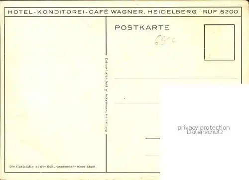 Heidelberg Neckar Innenansicht vom Hotel Konditorei Cafe Wagner Kat. Heidelberg