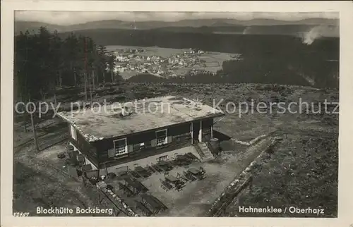 Hahnenklee Bockswiese Harz Luftaufnahme von der Blockhuette Bocksberg (Stempel) Kat. Goslar